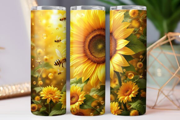 Bee Sunflower Tumbler Wrap: Graphics for Branding
