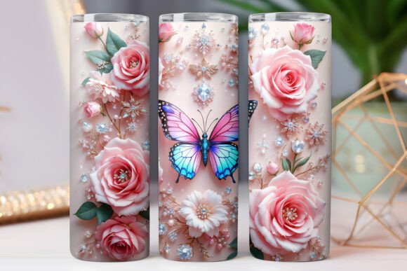 Butterfly Flower Pattern Tumbler Wrap: Graphics Review for Publishers