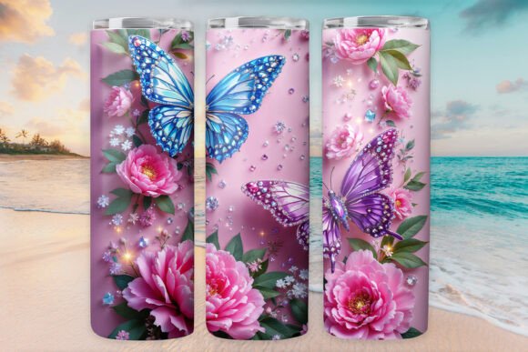 Butterfly Tumbler Wrap Graphics for 20oz Skinny Tumbler Wraps