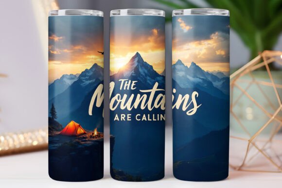 Camping Tumbler Wrap Mountain Tumbler: Graphics for Tumbler Wraps