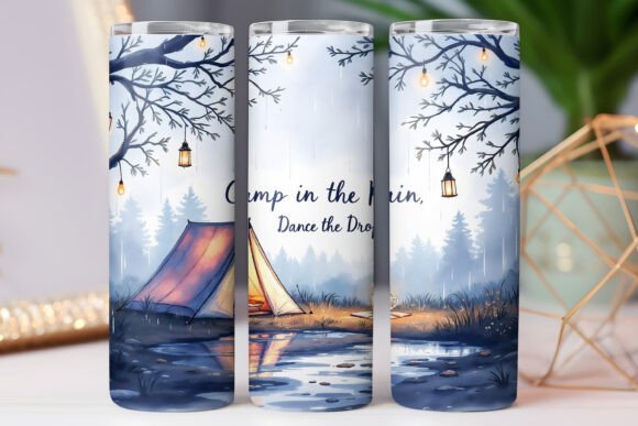 Camping Tumbler Wrap Rain Camp Tumbler Graphics for Tumbler Wraps