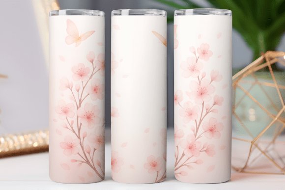 Cherry Blossom Floral Tumbler Art Skinny Graphics Freebies Review