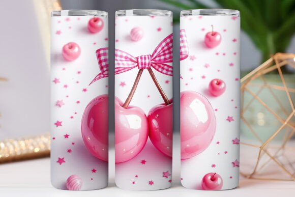 Cherry Girls Bow Tumbler Wraps 20oz Graphics