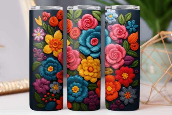 Embroidery Floral Tumbler Wrap 20oz Art: Free Graphics