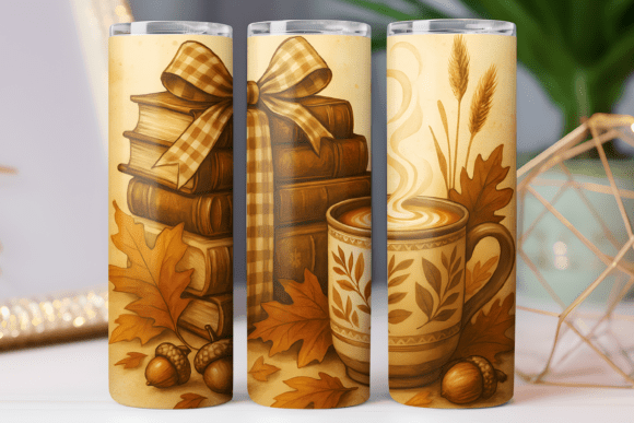 Fall Season Reading Tumbler Wrap Graphics for Tumbler Wraps