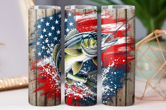 Fishing Tumbler Wrap Us Flag Art 20oz Graphics for Tumbler Wraps