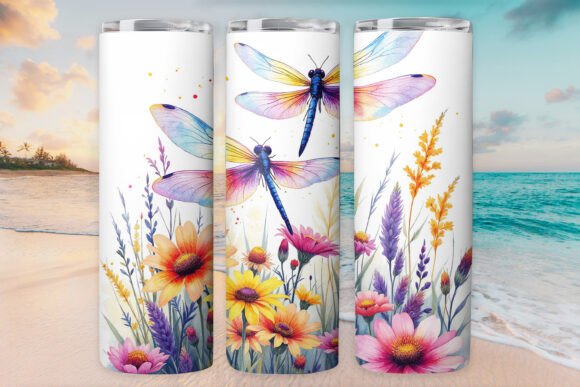 Floral Dragonflies Tumbler Wrap: Graphics & Tumbler Wraps