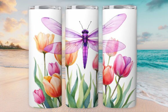 Flower Dragonflies Tumbler Wrap: Graphics & Tumbler Wraps