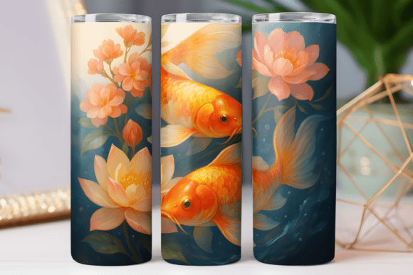 Japan Koi Fish Tumbler Wrap Photo Png Graphics Freebies