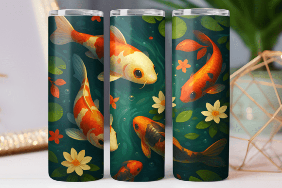 Japan Koi Fish Tumbler Wrap PNG Graphics for Tumbler Wraps