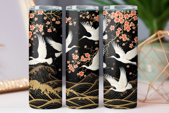 Japanese Art Bird Tumbler Wrap Design Graphics for Tumbler Wraps