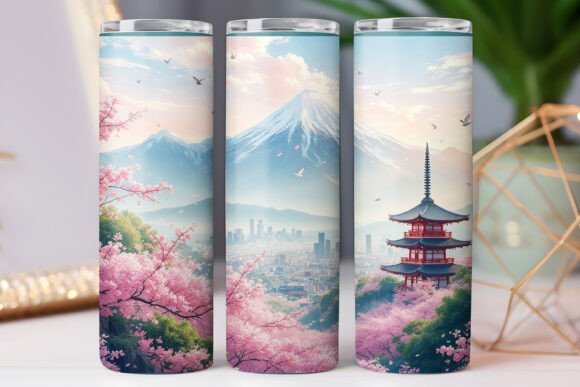 Japanese Mount Nature Tumbler 20oz PNGs Graphics Review