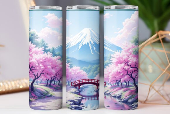 Japanese Nature Mount Tumbler Wrap Graphics for Tumbler Wraps