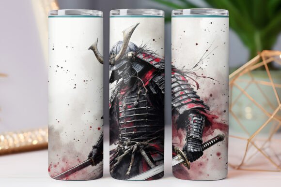 Japanese Samurai Tumbler Wrap Design Png for Graphics and Tumbler Wraps
