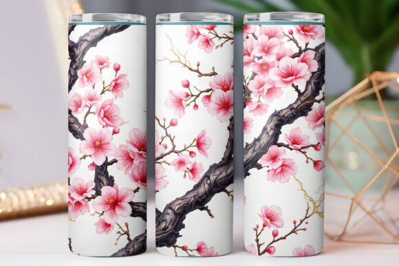 Japanese Tree Flower Tumbler Wrap Design Graphics Review