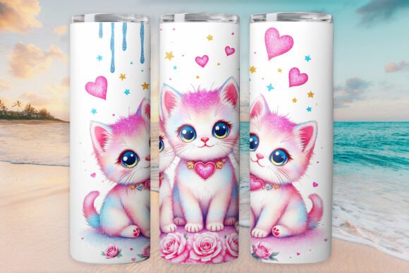Love Cat Kitty Tumbler Wrap 20oz Skinny