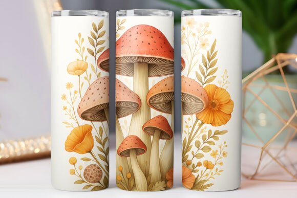 Mushroom Pattern Tumbler Wrap Graphics & Illustrations
