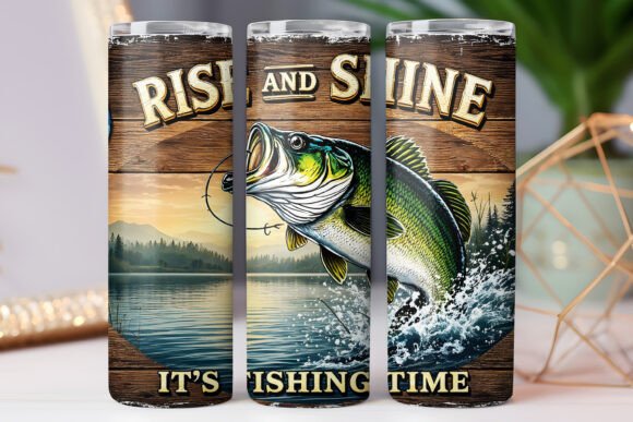 Rise and Shine Fishing Tumbler Wrap Png Graphics Review