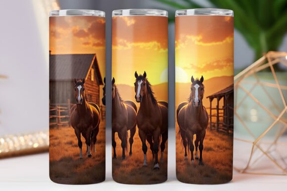 Western Horse 20oz Skinny Tumbler Graphics